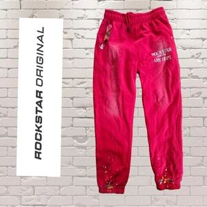 Rockstar original Red Sweatpants with paint splatter M
